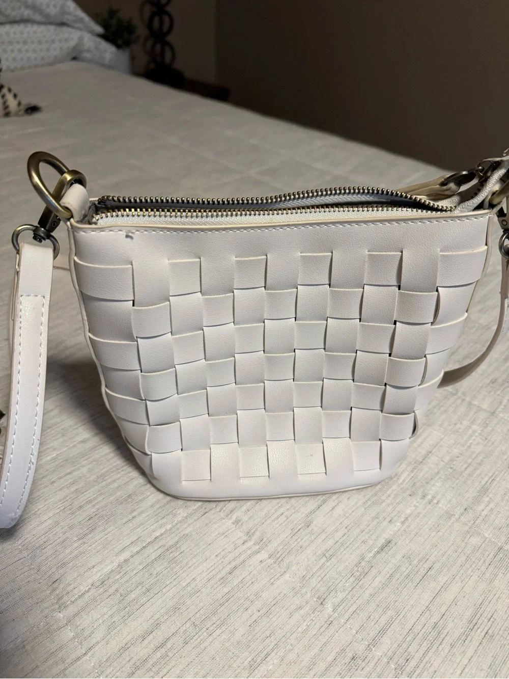 Joy Susan Cream Woven Crossbody Bag